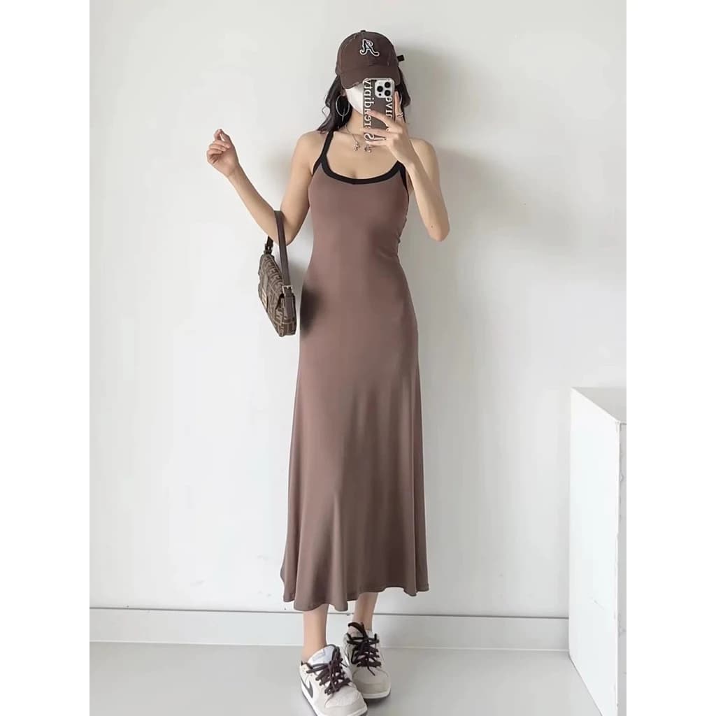 Váy 2D Yếm Cổ Tim Dáng  Dài Xoè xinh đẹp tôn dáng thời trang ( có Size lớn dưới 85kí)
