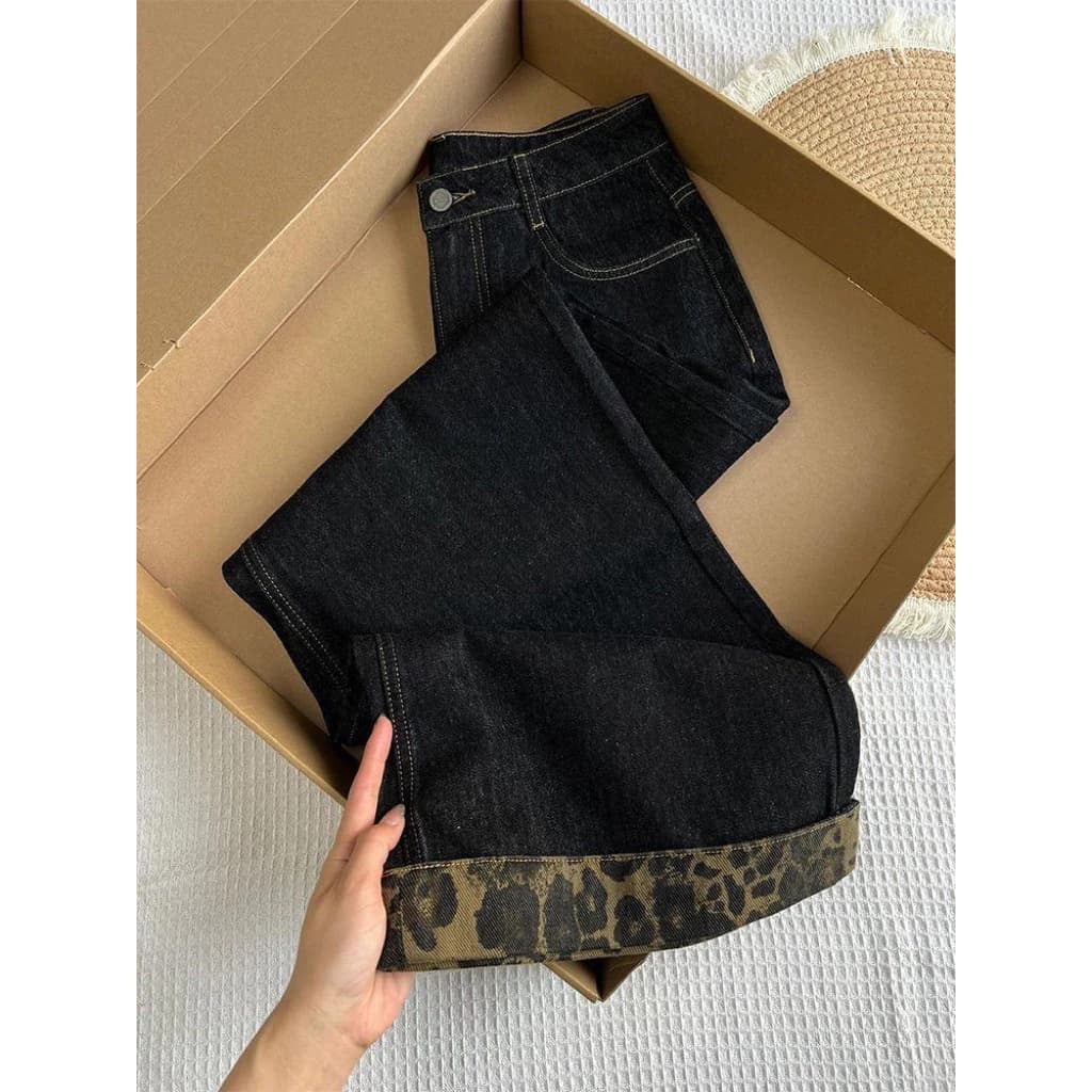 [2327] Quần Jean ống suông đậm cho nữ phối Da Beo chất jean mềm tone hack dáng dễ phối mix đồ