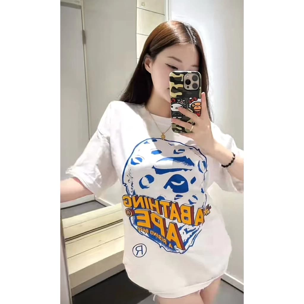 Áo Thun Unisex Ape Form Rộng - Vải Cotton 2 Chiều Dày Dặn Thoáng Mát Full Tag Mac Túi Zip