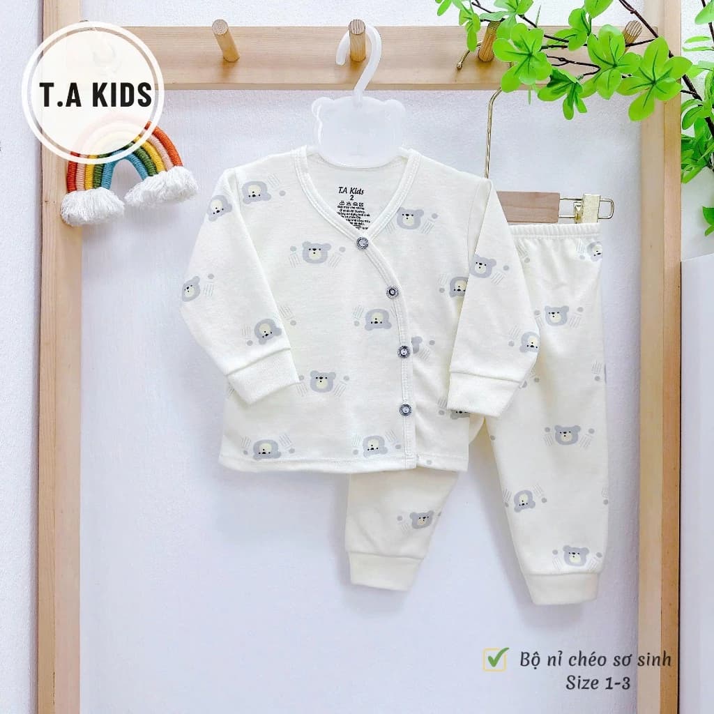 [Loại Đẹp] Combo 5 Bộ Nỉ Dài Tay Cho Bé Cúc Chéo Chất Nỉ Dày Dặn Ấm Áp In Hoạ Tiết Cho Bé 0-9 Tháng