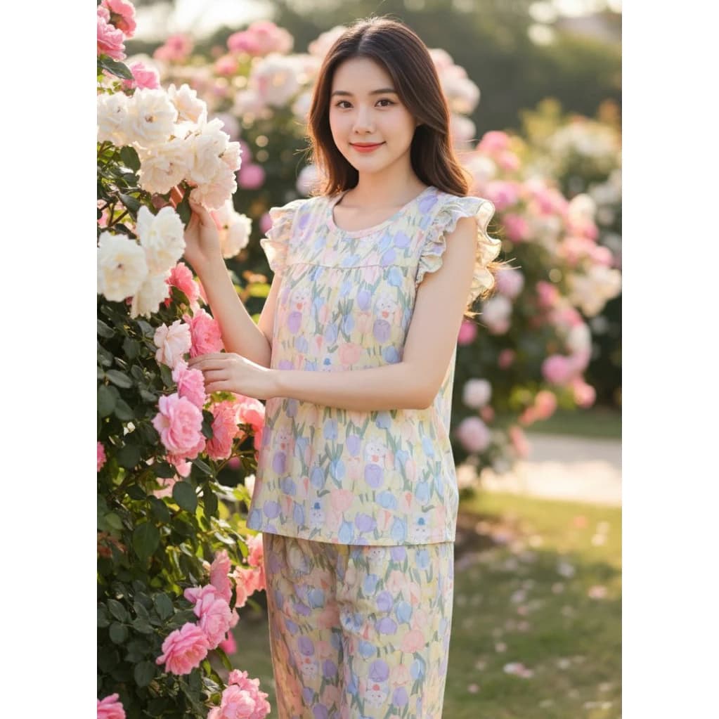 ĐỒ BỘ NỮ MẶC NHÀ- TOLEXINH [40kg-73kg] Set Bộ tole cánh tiên quần lửng cho mẹ - vải tole loại 1 [FORM VỪA]