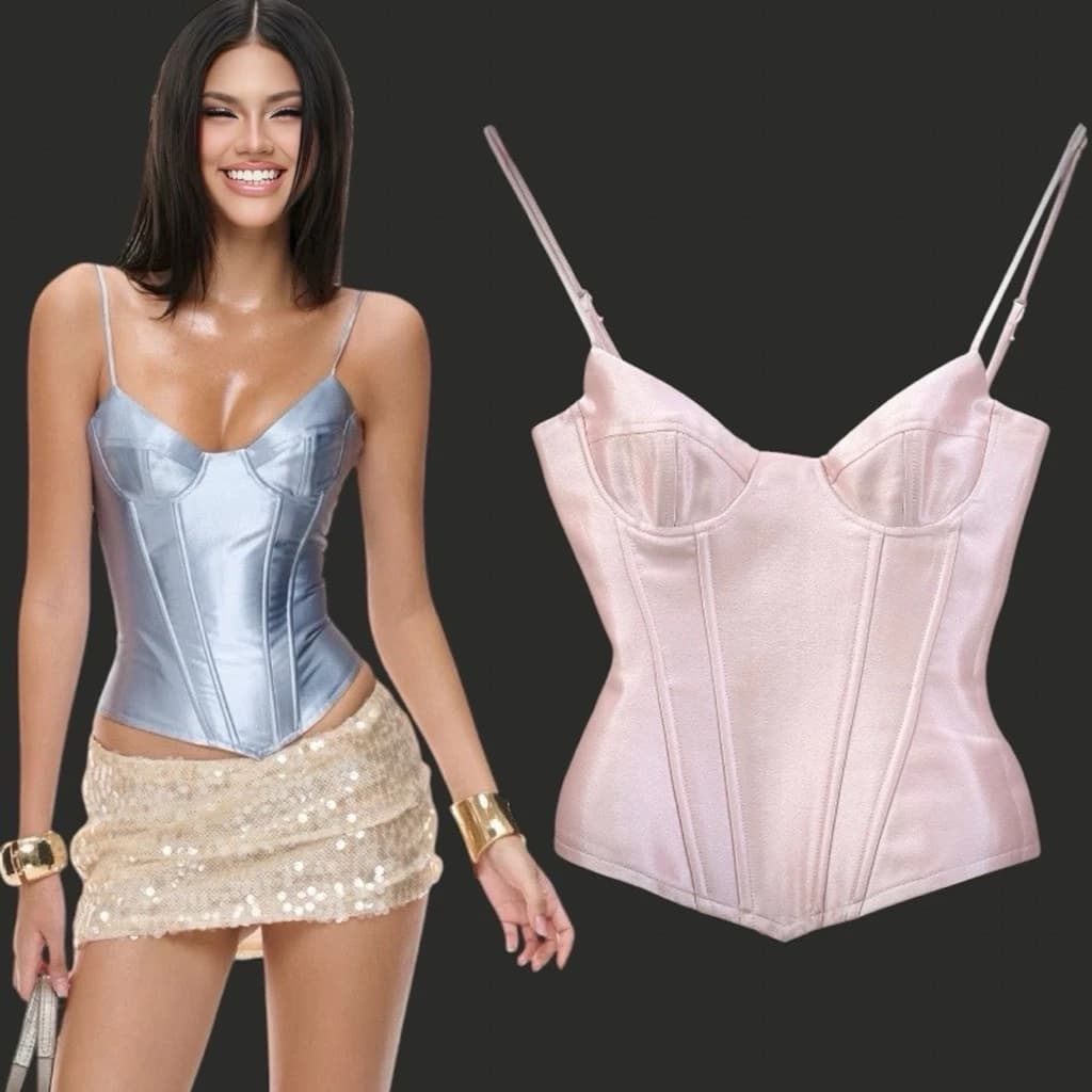 ( Loại 1 ) 597 - Set Áo Hai Dây Corset + Chân Váy Kim Sa Cao Cấp