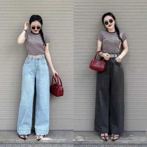 [GIÁ MỞ BÁN] Quần Jean Nữ Suông Ống Rộng Trơn Basic Màu Xám Khói M8150_52