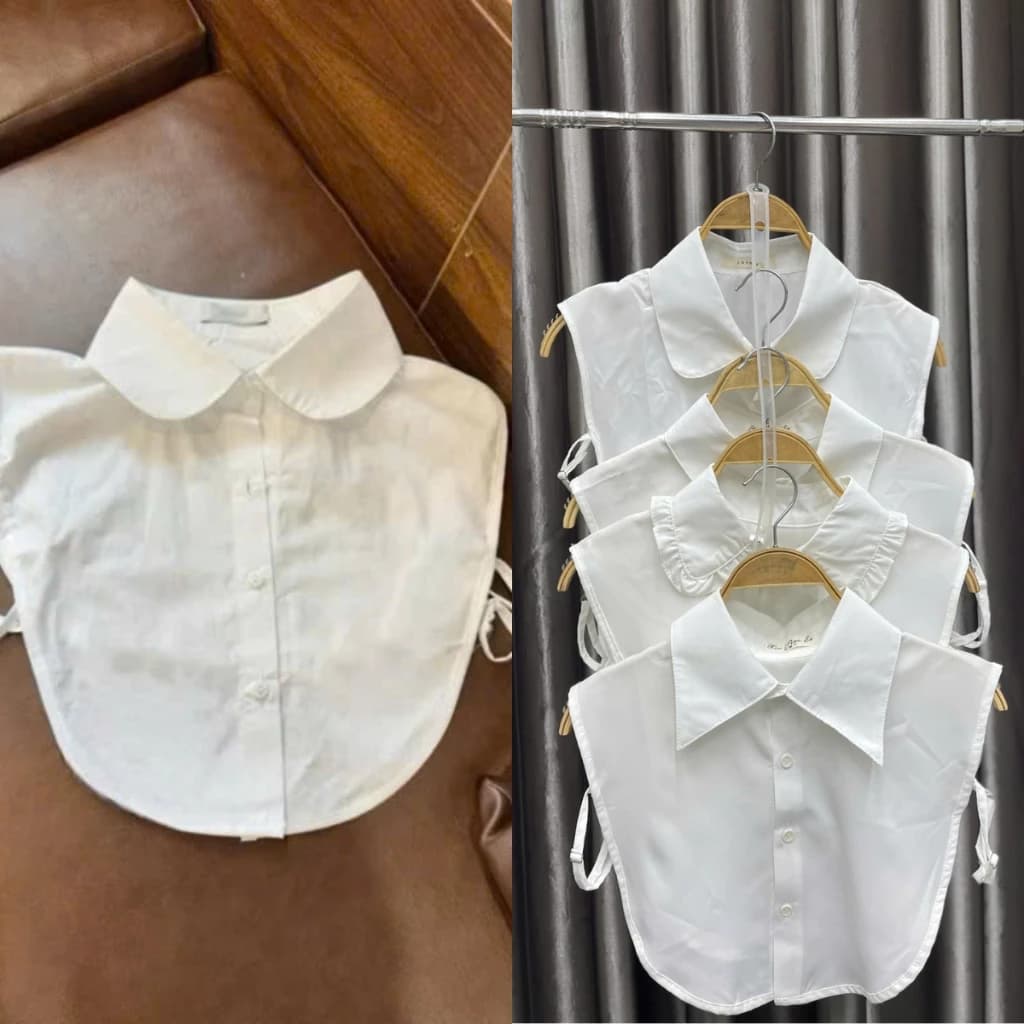 Cổ áo sơ mi trắng có cúc, phụ kiện cổ sơ mi trơn Renee Store - PK908