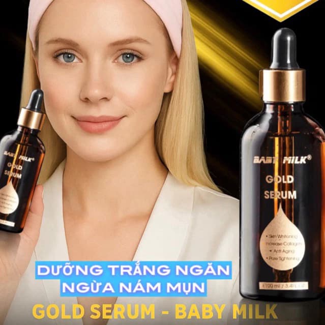 Serum Dưỡng Trắng Ngăn Ngừa Nám Mụn Gold Serum - Baby Milk 100ml - Hàng Hiệu Cao Thiên Nhi