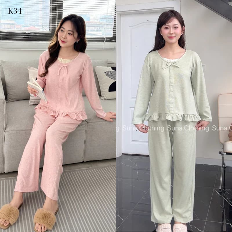 K34- Set Bộ Pijama Mặc Nhà Chất Len Lông Thỏ Cao Cấp - Dài Tay,Quần Dáng Suông Mềm Mại