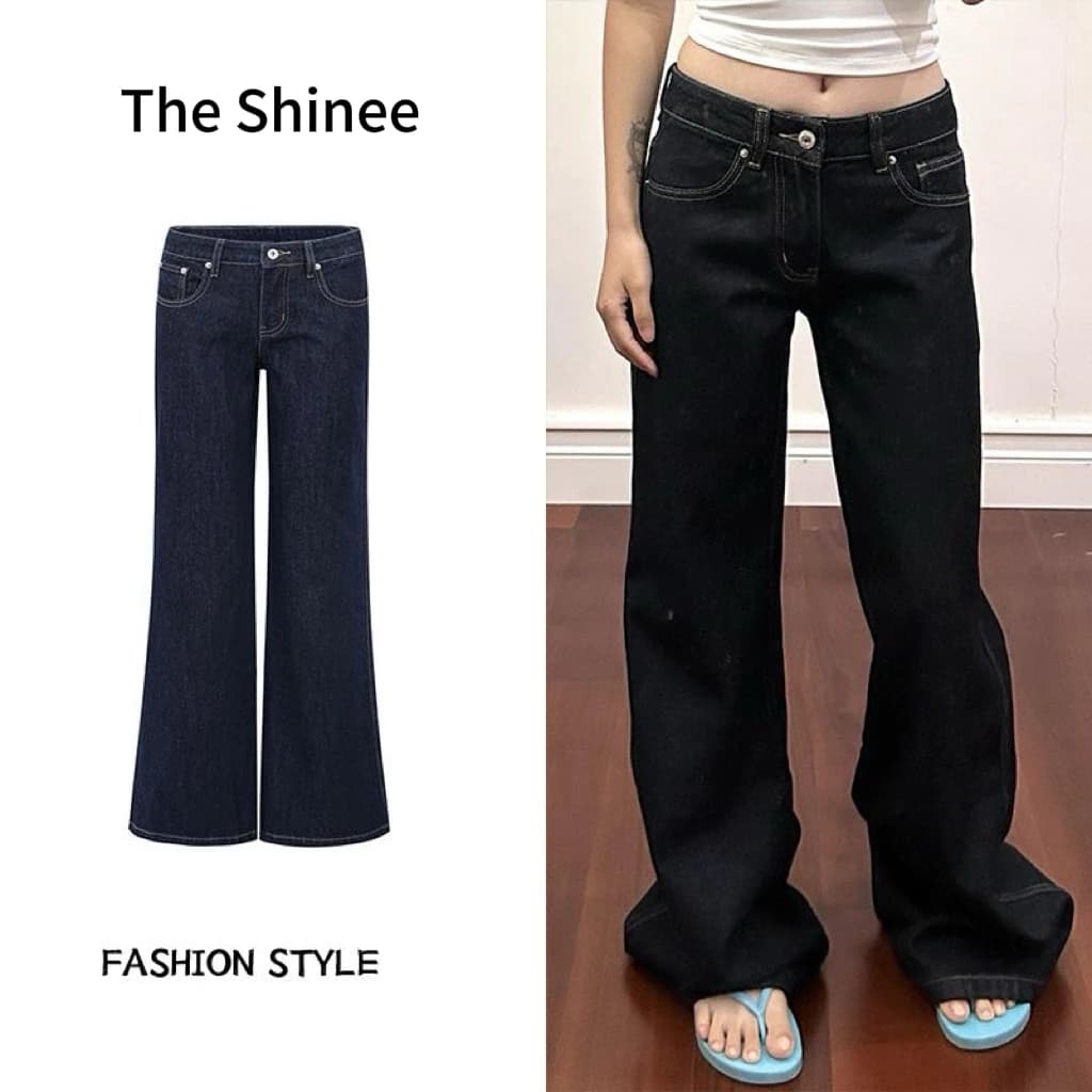 [DEAL HÀNG SẴN] Quần jean cạp trễ ống suông dài dark blue – cool girl vibe