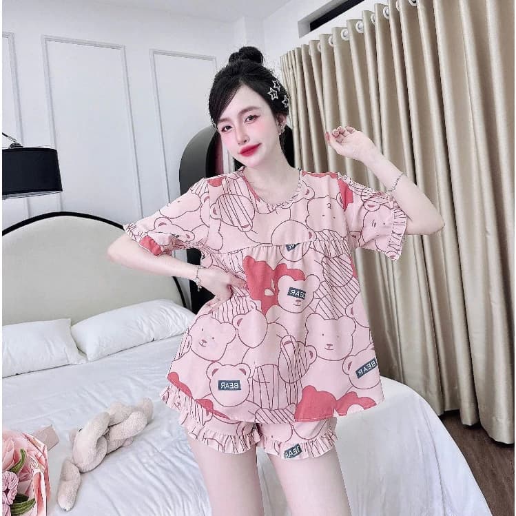 Đồ Bộ Mặc Nhà, Bộ Ngủ Freesize Lụa 100D Mát Mẻ Không Nhăn, Không Nhàu, Họa Tiết Dễ Thương-Balii