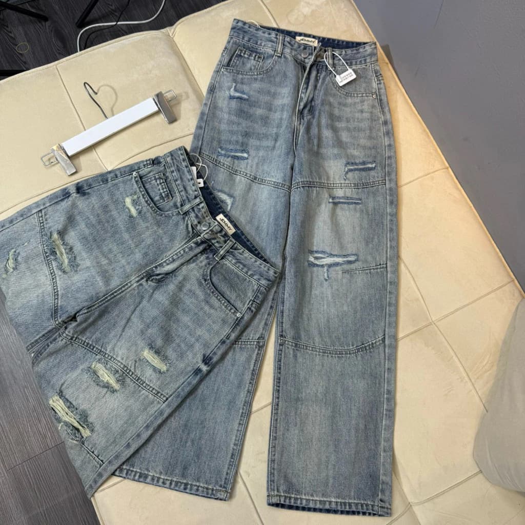 (87cm+97cm) Quần jean nữ ống suông rộng nấm size SML Shop Nhí ( 7289 )