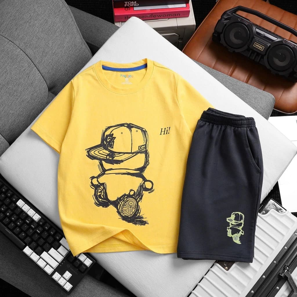 [20-50kg] Đồ bộ bé trai ngắn tay hoạ tiết size đại xuất khẩu vnxk thun cotton