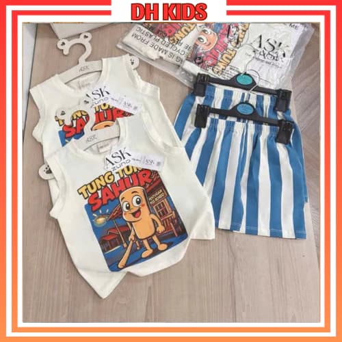 [B21] Bộ quần áo ba lỗ TUNG TUNG SAHUR đáng yêu có bé trai bé gái từ 6 - 16kg - DH KIDS