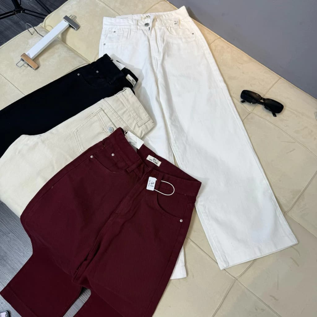 (92cm) Quần Jean Nữ Ống Suông Trơn Túi Kiểu   (7177)