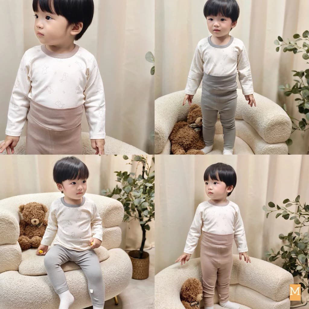 (Hàng QCCC) Bộ nỉ cotton thu đông cho bé trai, bé gái phong cách hàn quốc size 0-3 tuổi