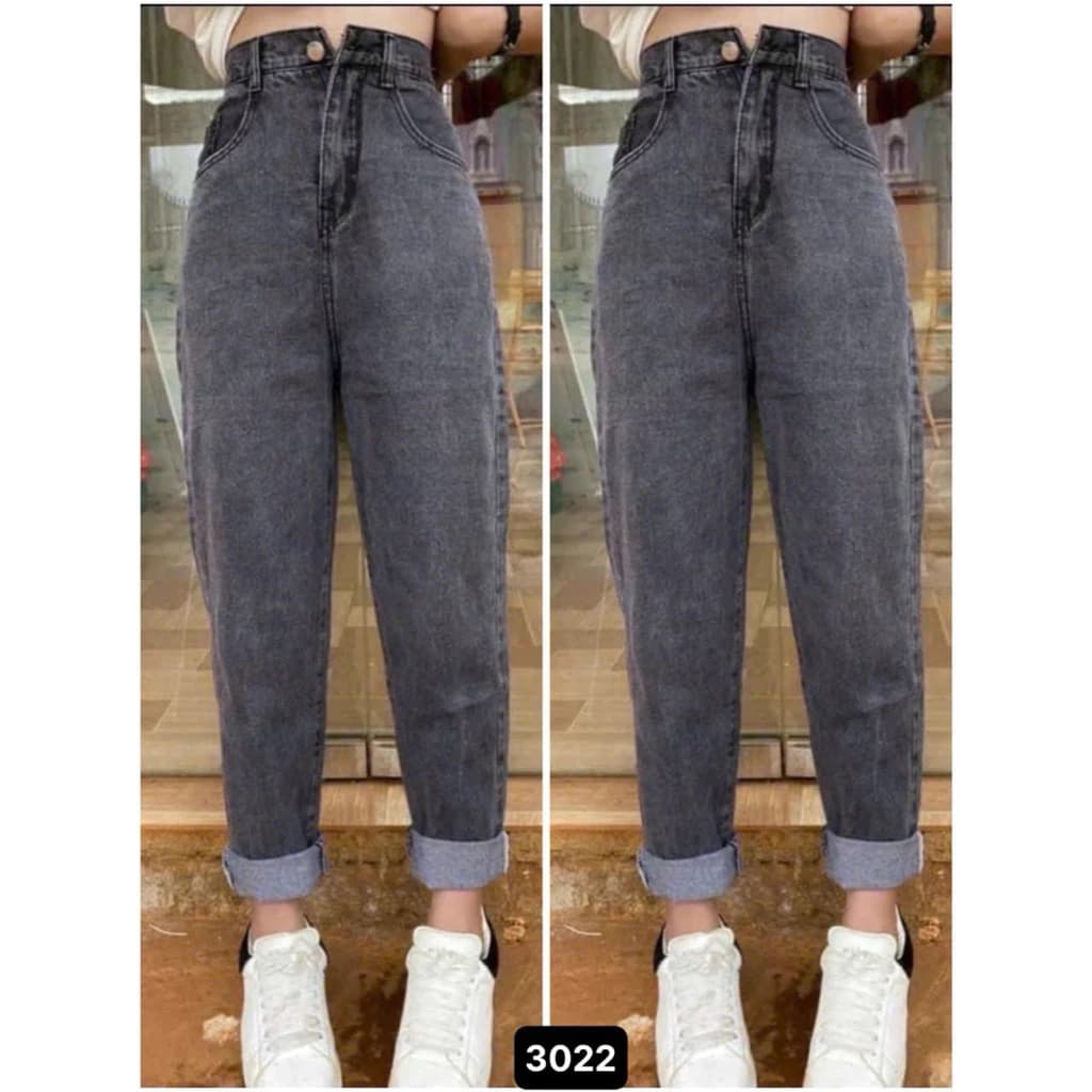 Quần jean nữ,Quần baggy khói mix 3 khuy
