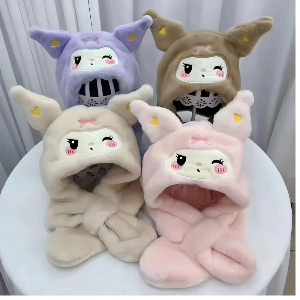 Mũ Len Kurumi Kèm Khăn Quàng Cổ Siêu Ấm, Đáng Yêu Cho Bé 2-8 Tuổi Dễ Thương