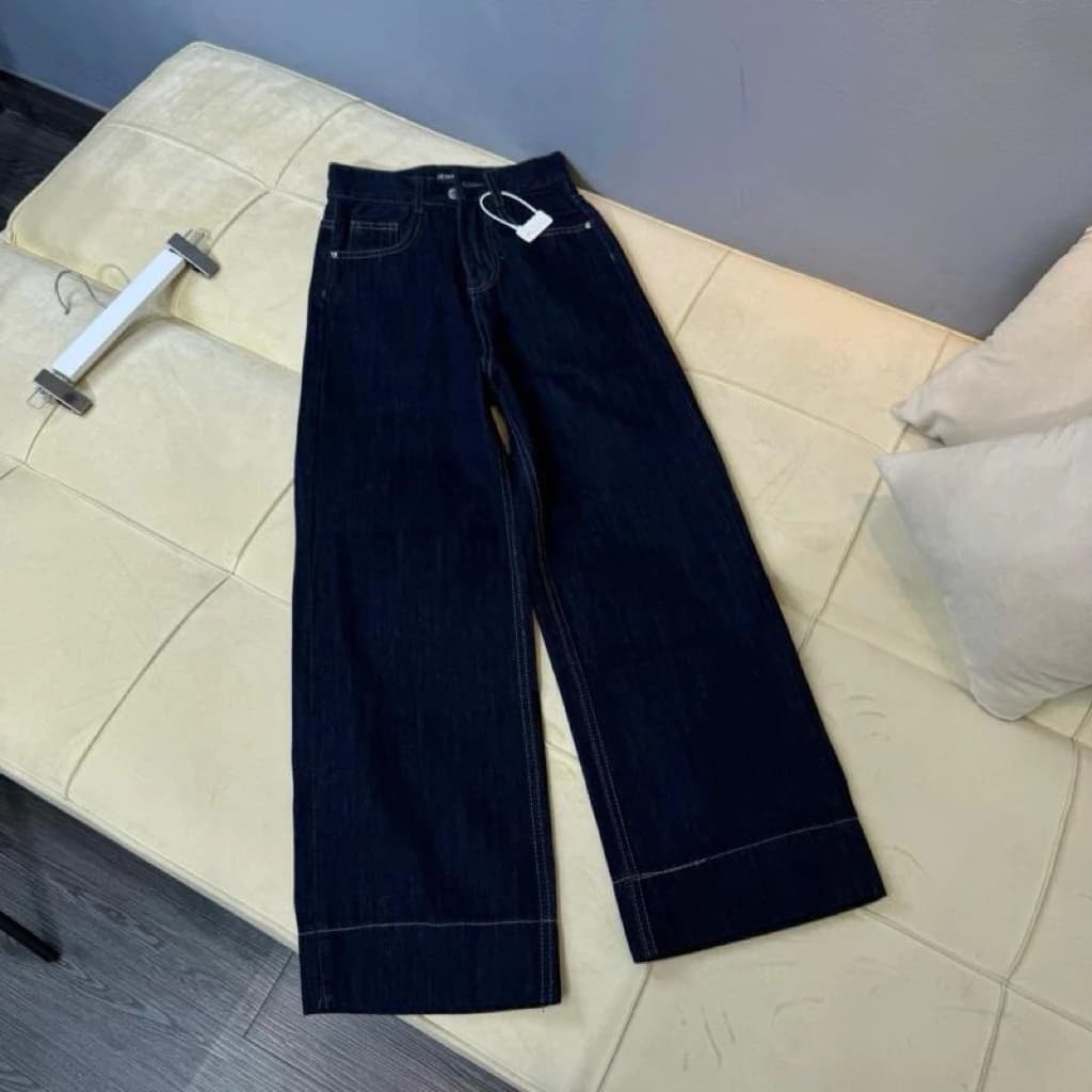 (95cm )Quần jean ống suông xanh than 25cm . Đủ Size S/M/L ( 7114 )