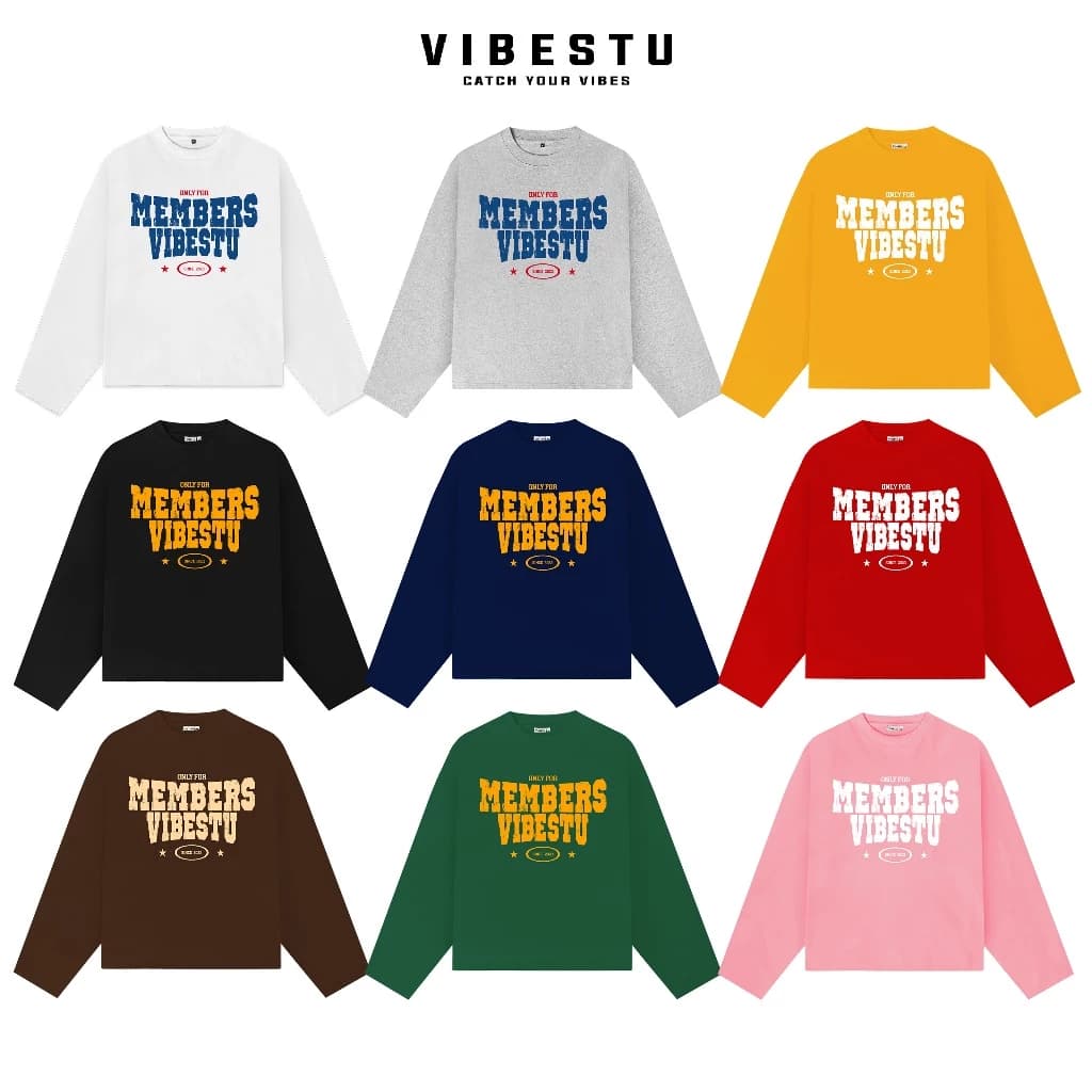 Áo Thun Tay Dài Boxy VIBESTU '' Longsleev Member Only '' Form Unisex 250Gsm Cotton