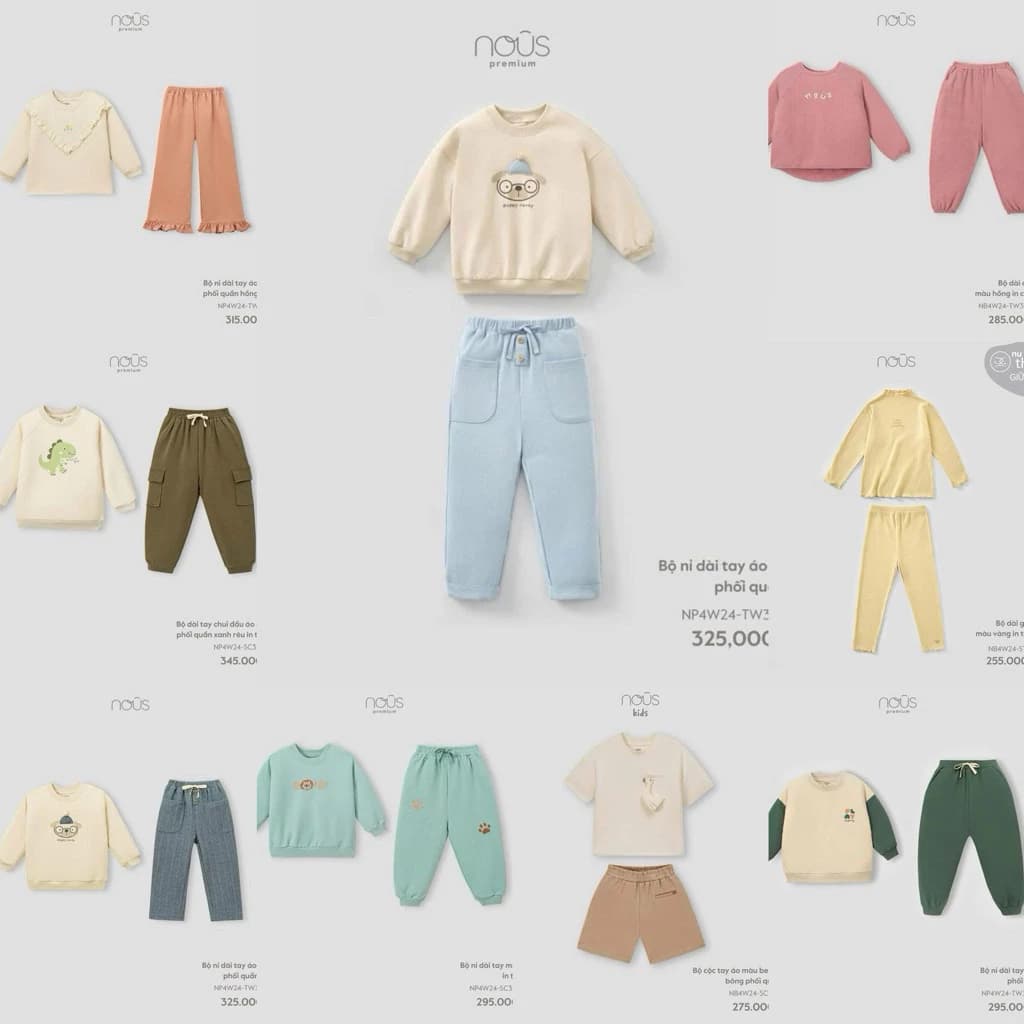 [Nous kid/Chính Hãng] Bộ quần áo NOUS KID cho bé 2-6y chất petit mềm mát