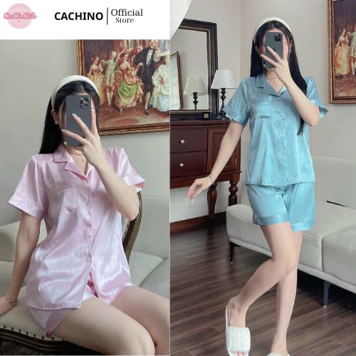 💖 Đồ Ngủ Nữ Pijama 💖 Lụa Vân Gỗ Anh Kim Tay Ngắn Quần Đùi Thời Trang, sang trọng.