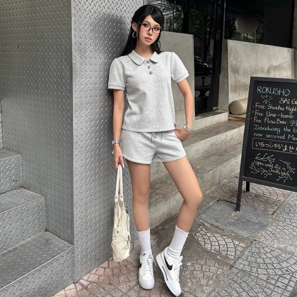 [FLORUS] Set Polo Basic Velora - Áo Thun Có Cổ & Quần Short, Form Đẹp, Năng Động, Mặc Đi Chơi, Dạo Phố