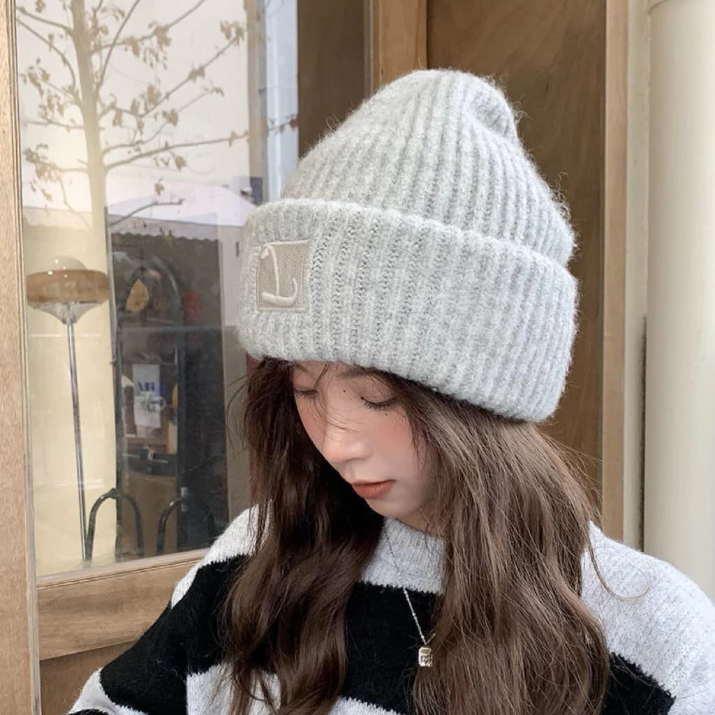 Mũ M3 len unisex mũ len đan AK Accesstory phong cách đơn giản nhẹ nhàng mùa đông ấm áp cao cổ mềm mịn