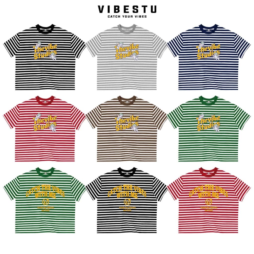 [Phiên bản nâng cấp] Áo Thun Sọc Local Brand VIBESTU " Thiên Thần - Withme " Form Big Boxy Unisex 250gsm Cotton