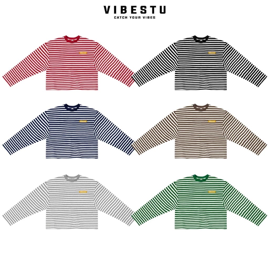 [Phiên bản nâng cấp] Áo Thun Tay Dài Boxy VIBESTU " Longsleev Logo Vàng "  Áo Longsleev Unisex 250Gsm Cotton