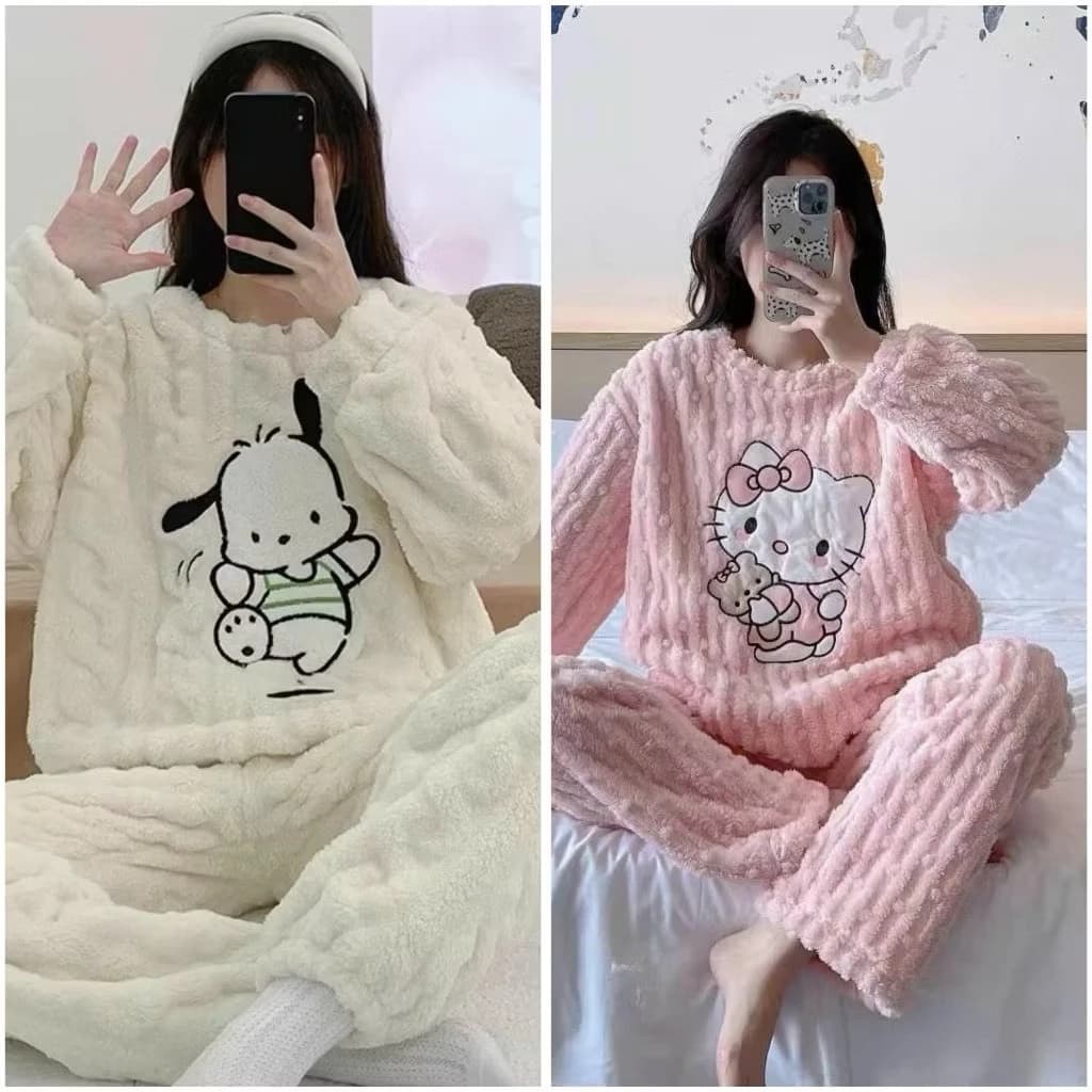 Bộ đồ ngủ lông, Bộ lông mặc nhà, Bộ nỉ giữ nhiệt bo gấu mặc nhà hàng chuẩn 2027