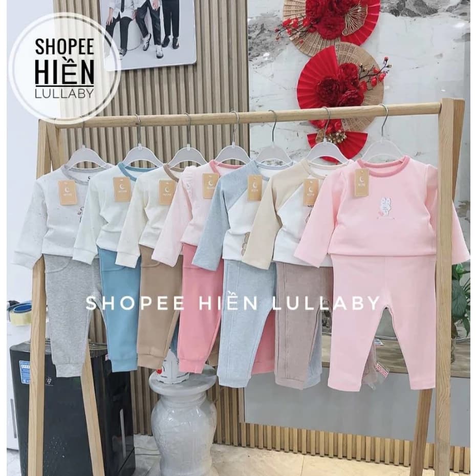 [ Moon/ Chính hãng]  Bộ dài tay nỉ nhung Moon dày ấm cho bé 0-3tuổi bé trai,bé gái