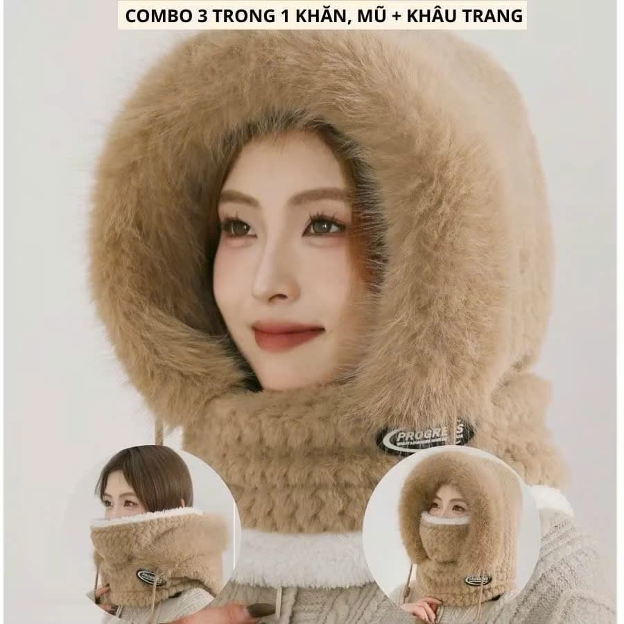 Mũ Len Lông Cừu Trùm Đầu Che Tai Chống Lạnh Dưới Không Độ C