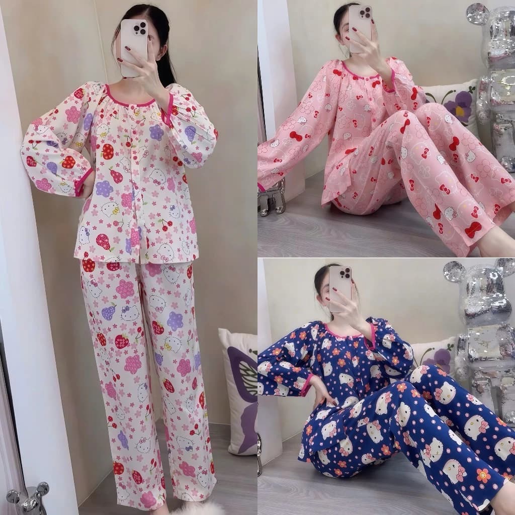 TLD268 - Đồ Bộ Tole Lanh Nữ VNXK Quần Dài Tay Dài Phối Viền