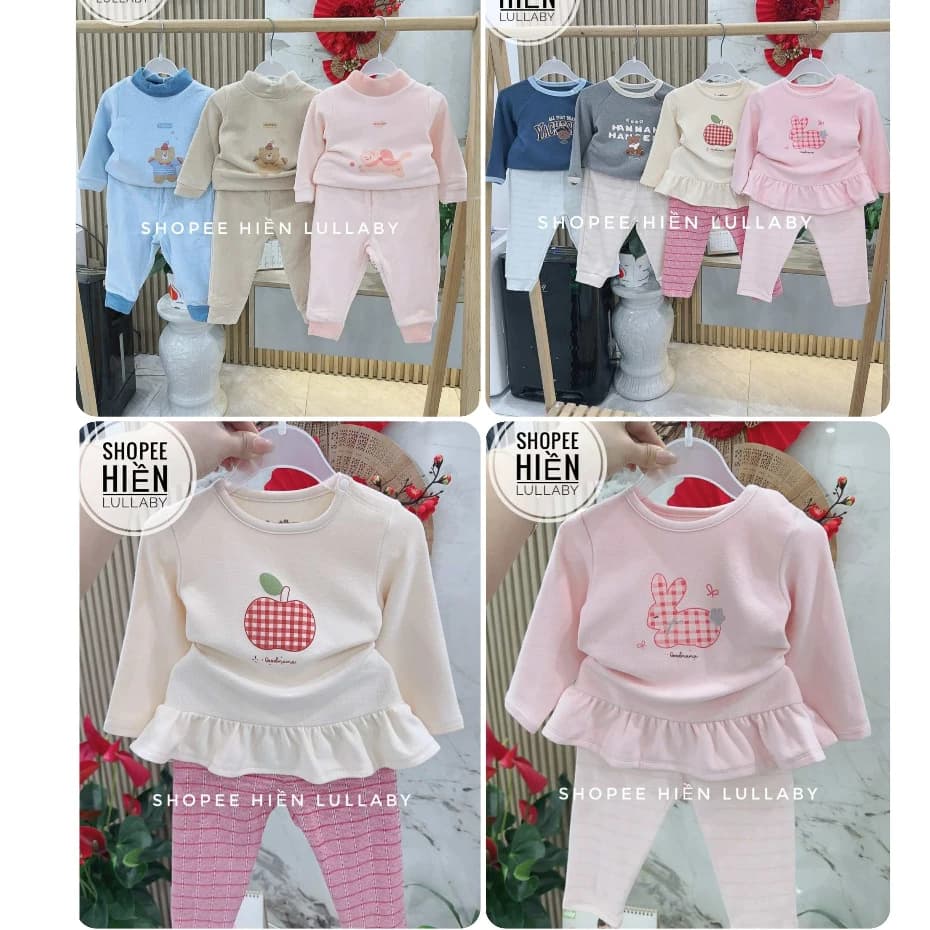 [ Goodmama/ Chính hãng] Bộ quần áo nỉ thu đông Goodmama bé trai bé gái 0-3 tuổi