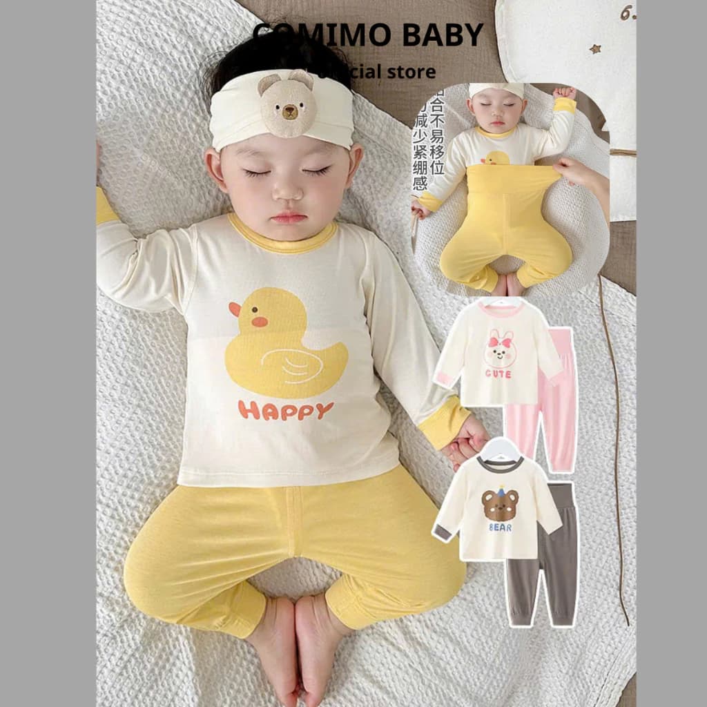 Bộ quần áo thun lạnh dài tay cho bé trai bé gái 5-18kg COMIMO BABY chất thun lạnh mềm mịn nâng niu làn da bé