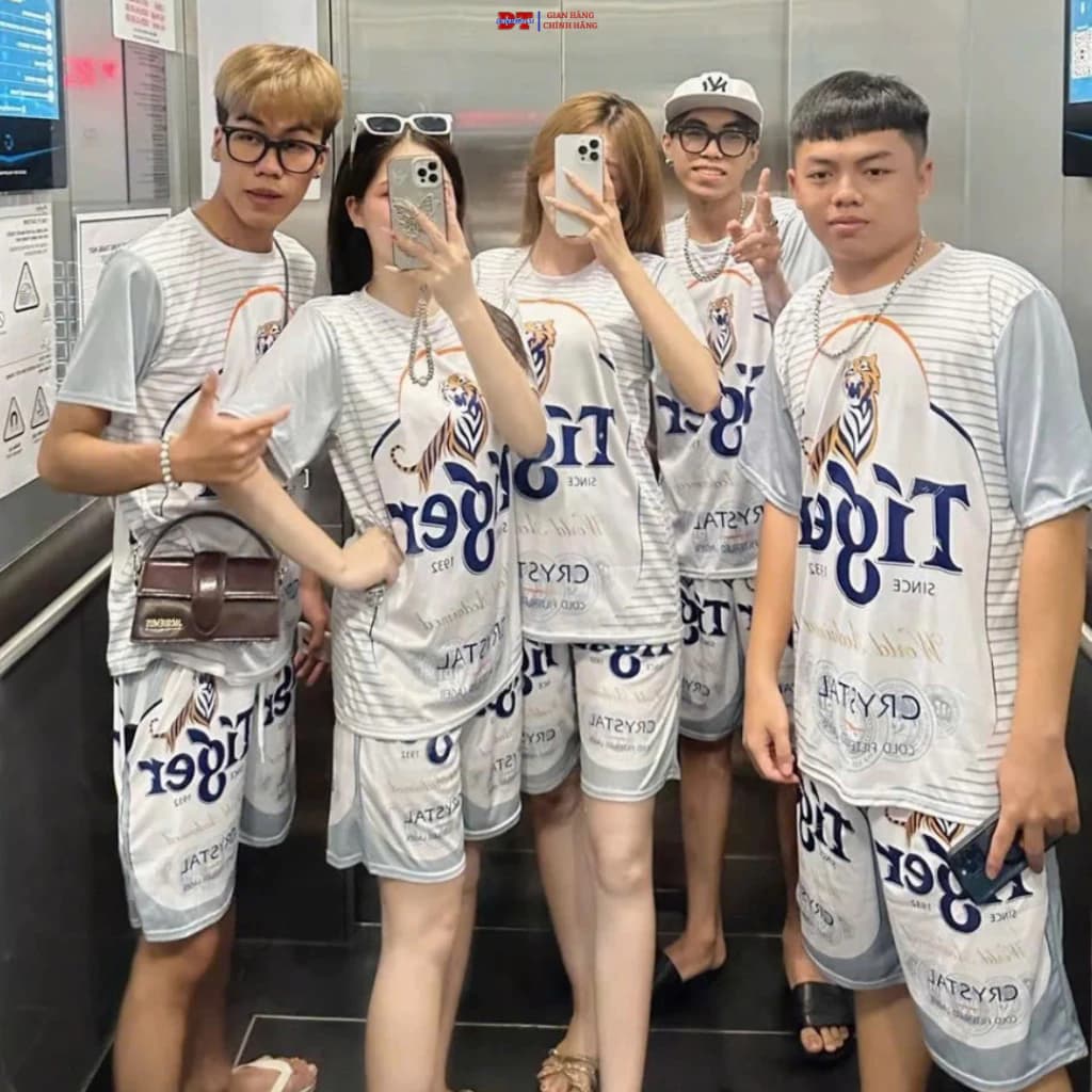 🚚 FREESHIP 🚚 Set Bộ Thể Thao Hè Cộc Tay Quần Rộng Phối Họa Tiết BIA TIGER BẠC 5 SIZE Nam Nữ KL2
