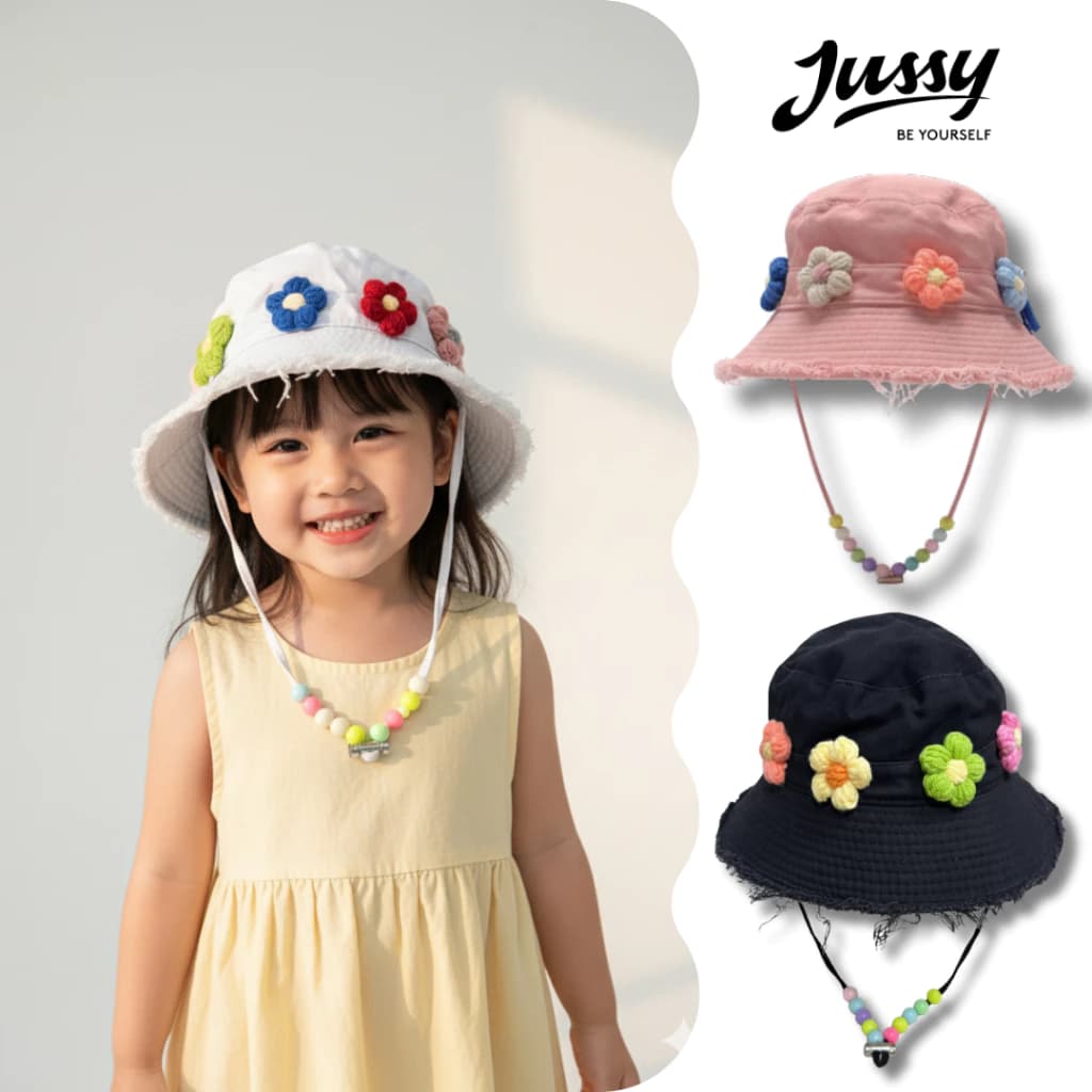 Mũ Bucket Vành Tua Rua Dây Quai Hạt 7 Màu Dễ Thương Cho Bé Từ 2-7 Tuổi JKID07 Jussy Official Nón Cho Bé Trai Và Bé Gái