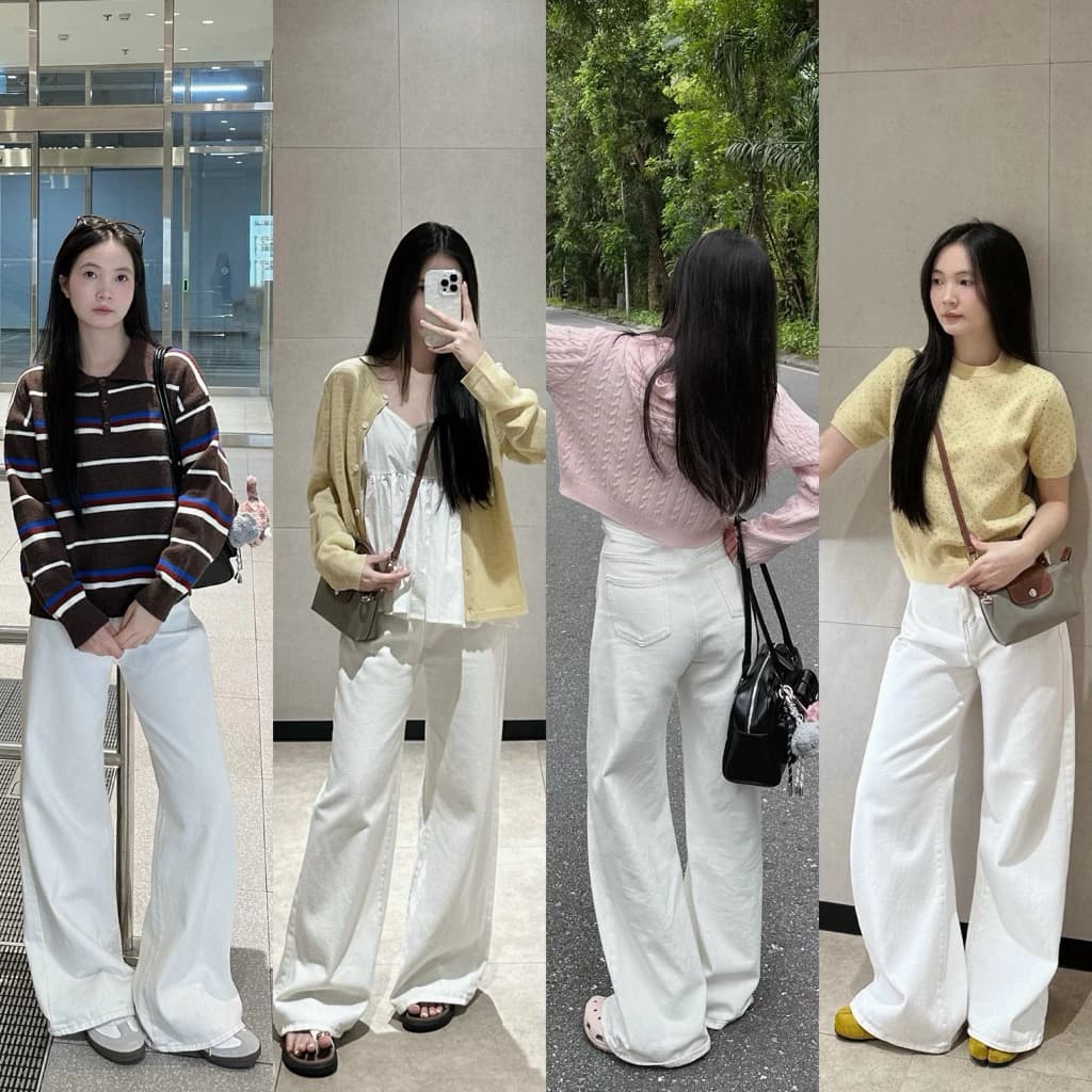[Steezy] Quần jeans nữ suông trơn ống rộng may chỉ nổi form dài, quần bò trơn cho nữ bốn mùa, quần bò nữ QB7820