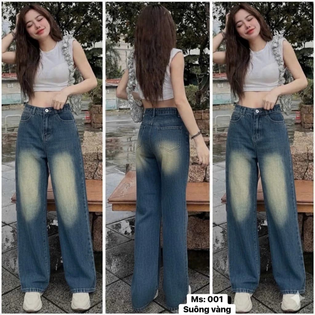 Quần jens ống suông, Quần bò ống rộng phong cách hiện đại siêu hách dáng DV20