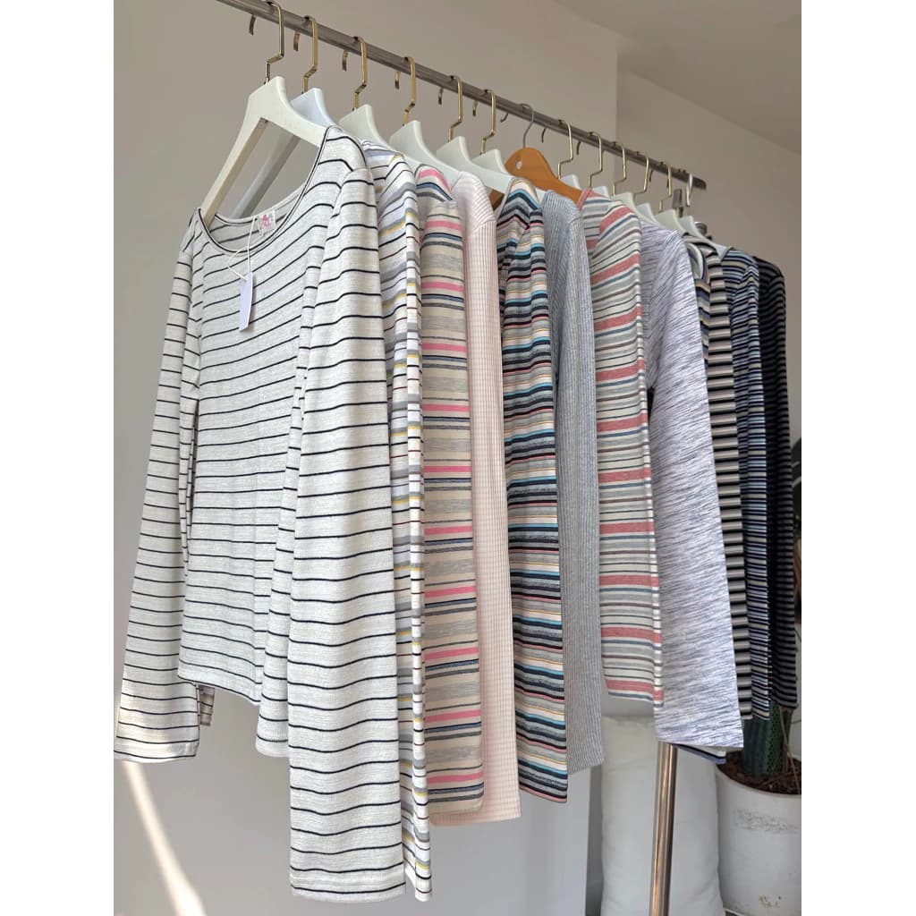 MOLLYE - HAVEN TOPS| Áo thun nữ tay dài cổ thuyền lệch vai form rộng vải mỏng mặc đi chơi, đi làm