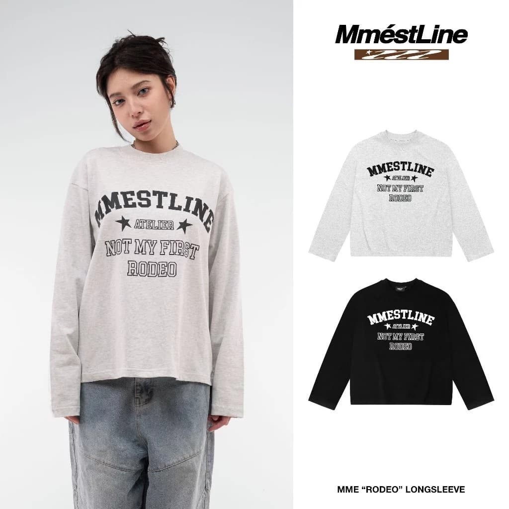 Áo Longsleeve MMESTLINE "RODEO" Áo thun tay dài Form Boxy in lụa nổi chất vải premium