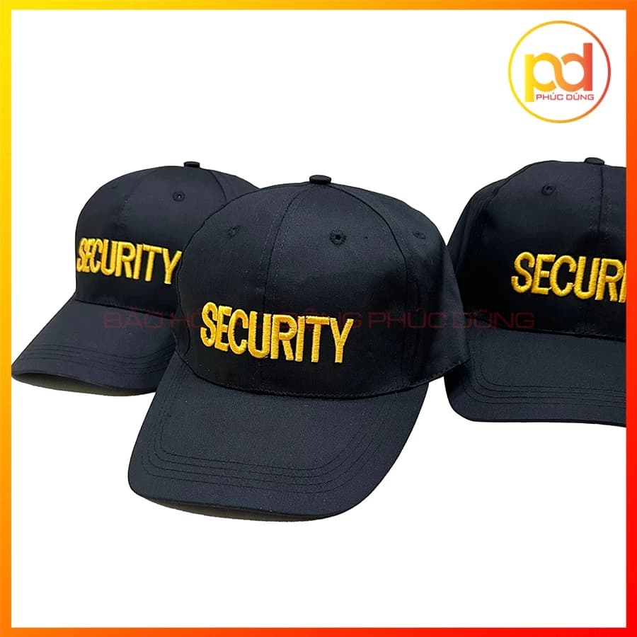 Nón đồng phục bảo vệ màu đen THÊU SECURITY lưỡi trai cao cấp giành cho nam, mũ bảo vệ cao cấp giá rẻ