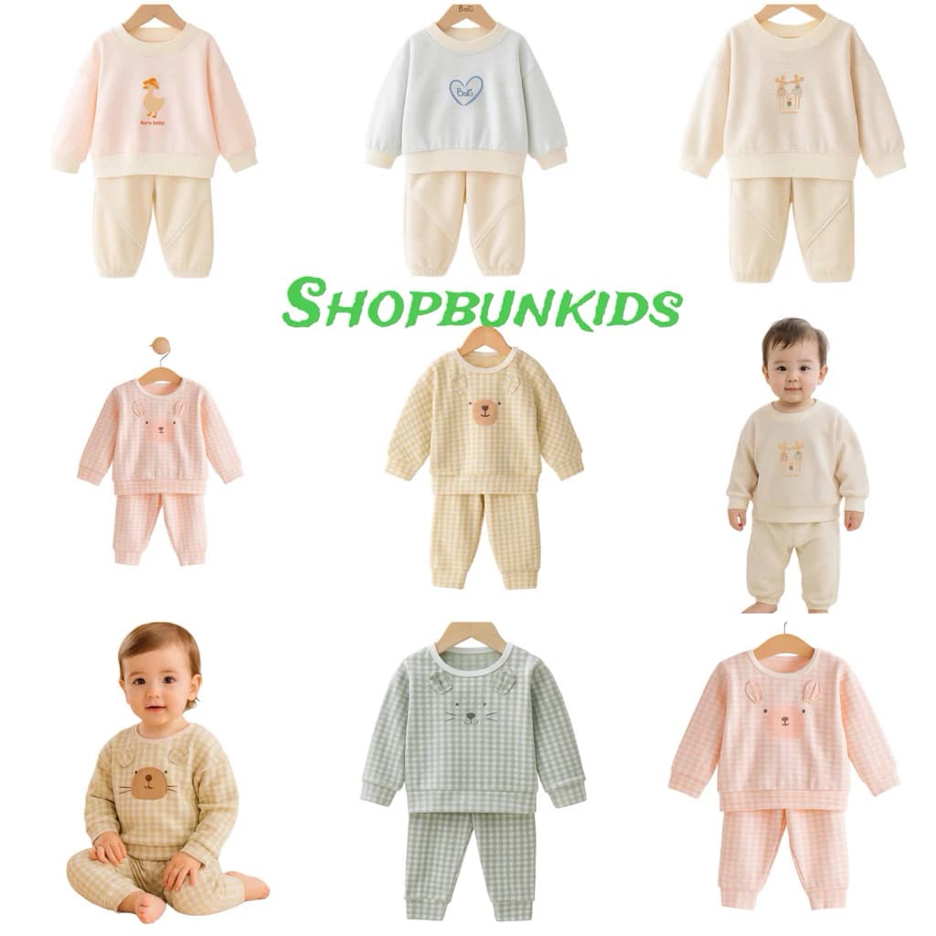Bộ nỉ thu đông dài tay chui đầu  9-12m đến 4Y  BARU vải nỉ siêu ấm bé trai bé gái vải dày dặn