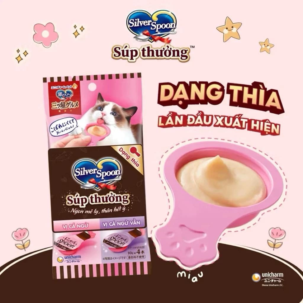 [GÓI 4 THÌA] Súp Thưởng Dạng Thìa Silver Spoon, Súp Thưởng Thơm Ngon, Bổ Dưỡng Cho Mèo
