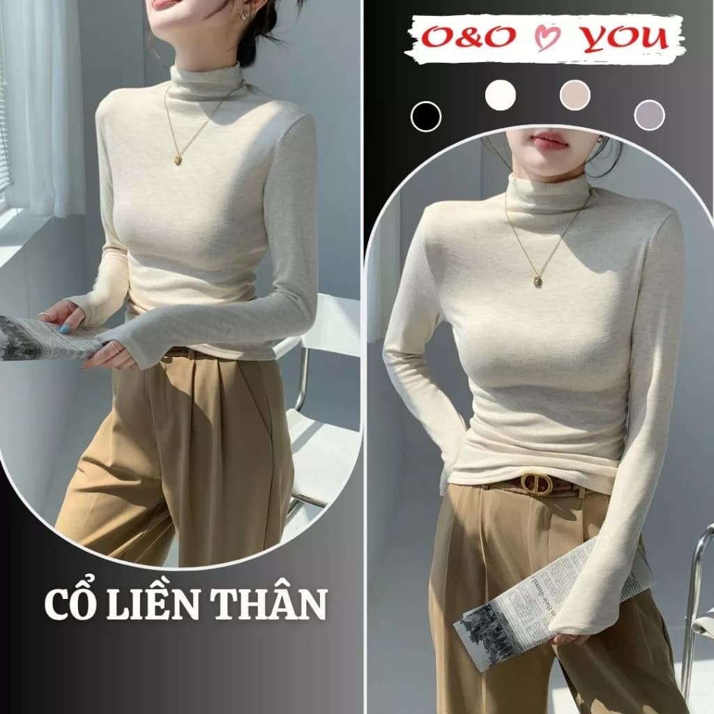 H393 Áo thun nữ cổ cao nửa thân ấm áp mùa thu đông, ôm dáng, đa năng, mềm mại, dễ phối đồ