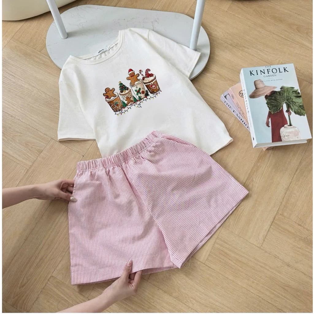 [RẺ VÔ ĐỊCH] Set bộ đùi áo ngắn tay in hình Giáng Sinh , Đồ bộ Noel mặc nhà mặc ngủ siêu xinh, chất cotton dày dặn ks5
