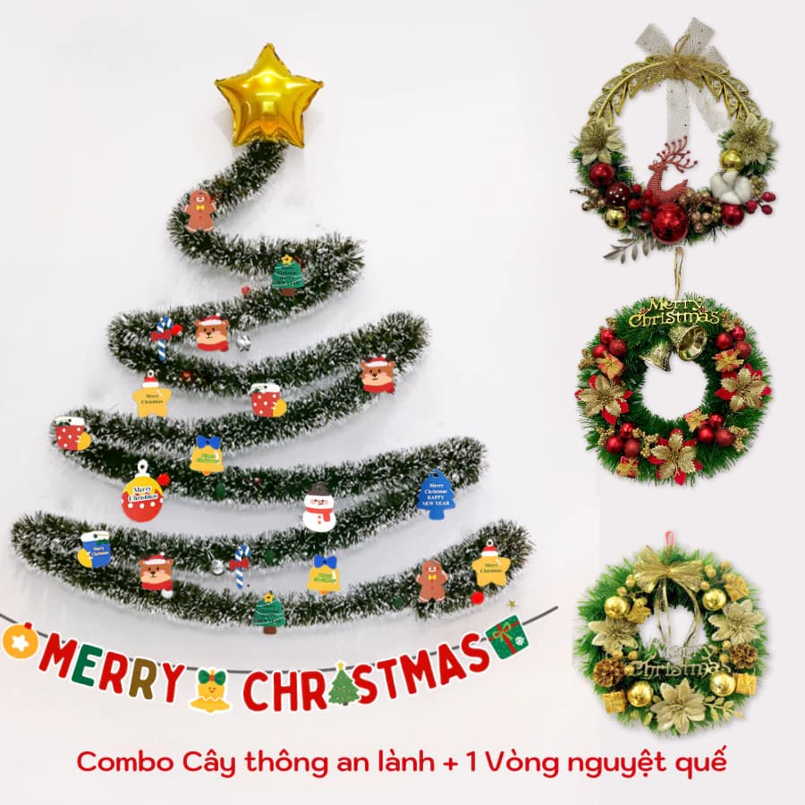 [Trang Trí Noel] Set Nguyên Liệu Cây Thông Giáng Sinh An Lành 5m– Phụ Kiện Làm Cây Thông Noel, Quán Cafe,Nhà Hàng 03062
