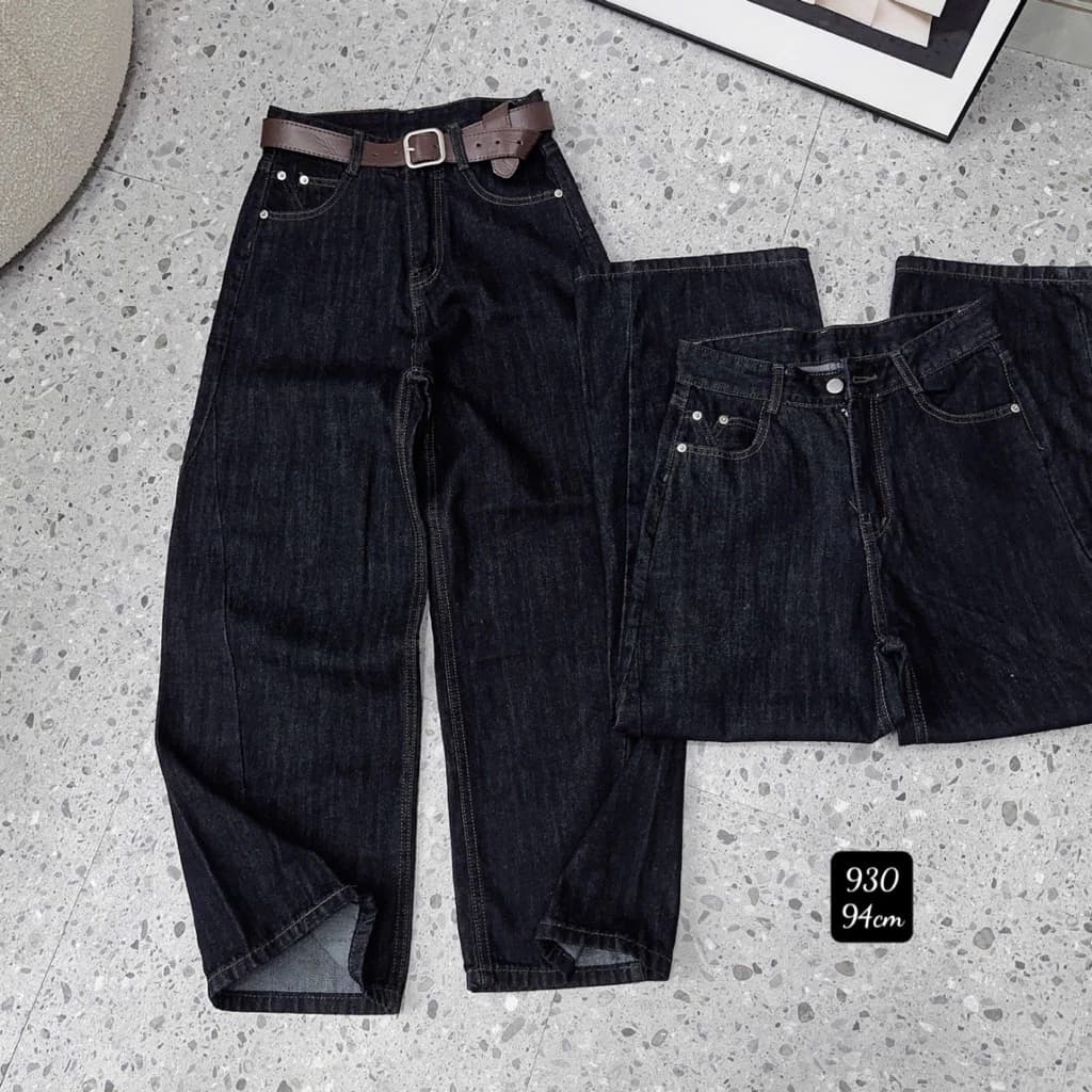 (95cm) Quần jean nữ suông nấm trơn bacsic . Jean ko giãn . Đủ Size S/M/L ( quần suông nấm ) 7400
