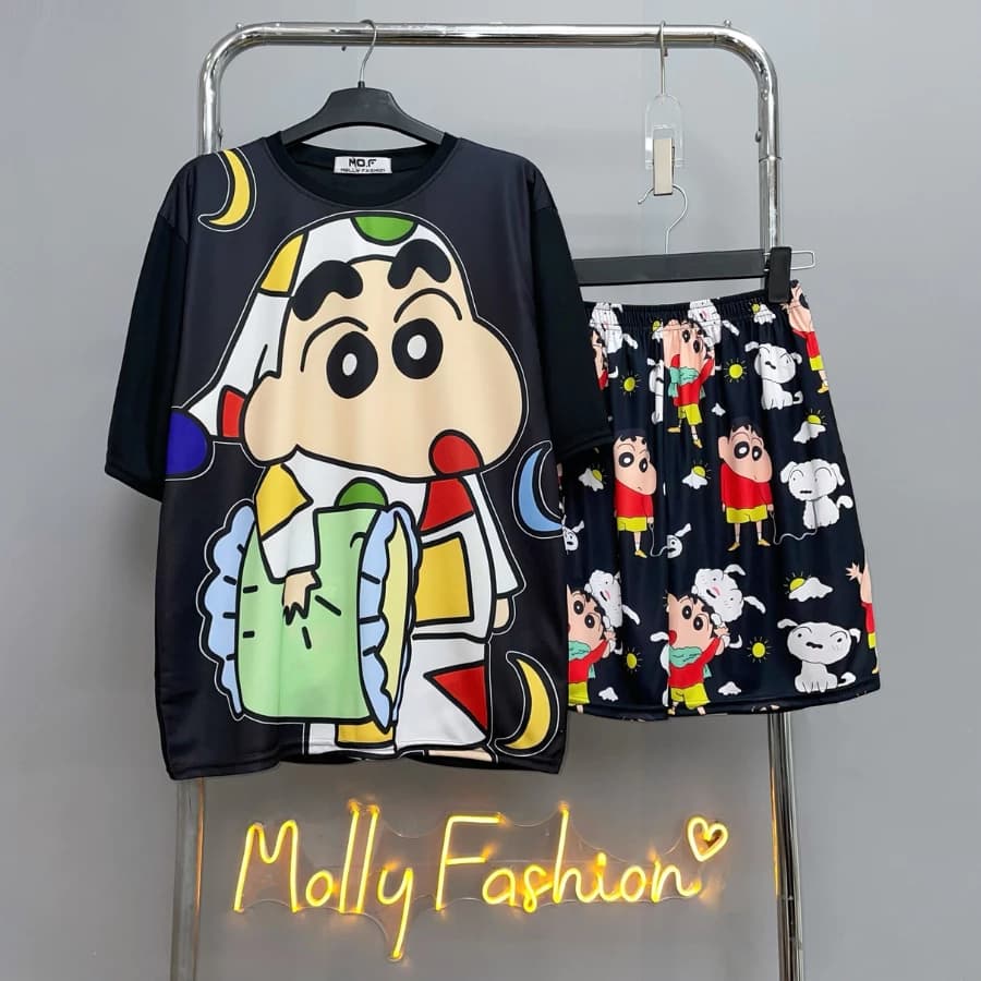 Đồ bộ nam nữ MOLLY FASHION mặc nhà Bigsize – Set quần đùi áo thun lạnh đi chơi, đi biển BST01