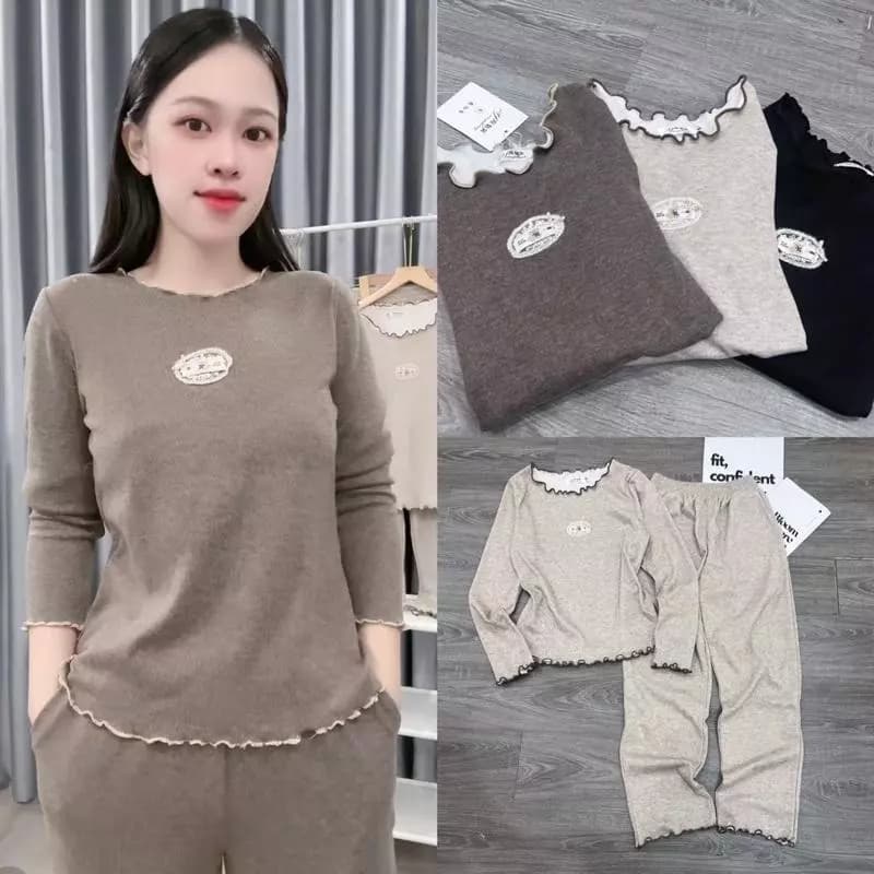 HT74, [BỘ VIỀN BÈO LEN THỎ] Sét chất len lông thỏ mềm, dày áo dài tay+ quần baggy.