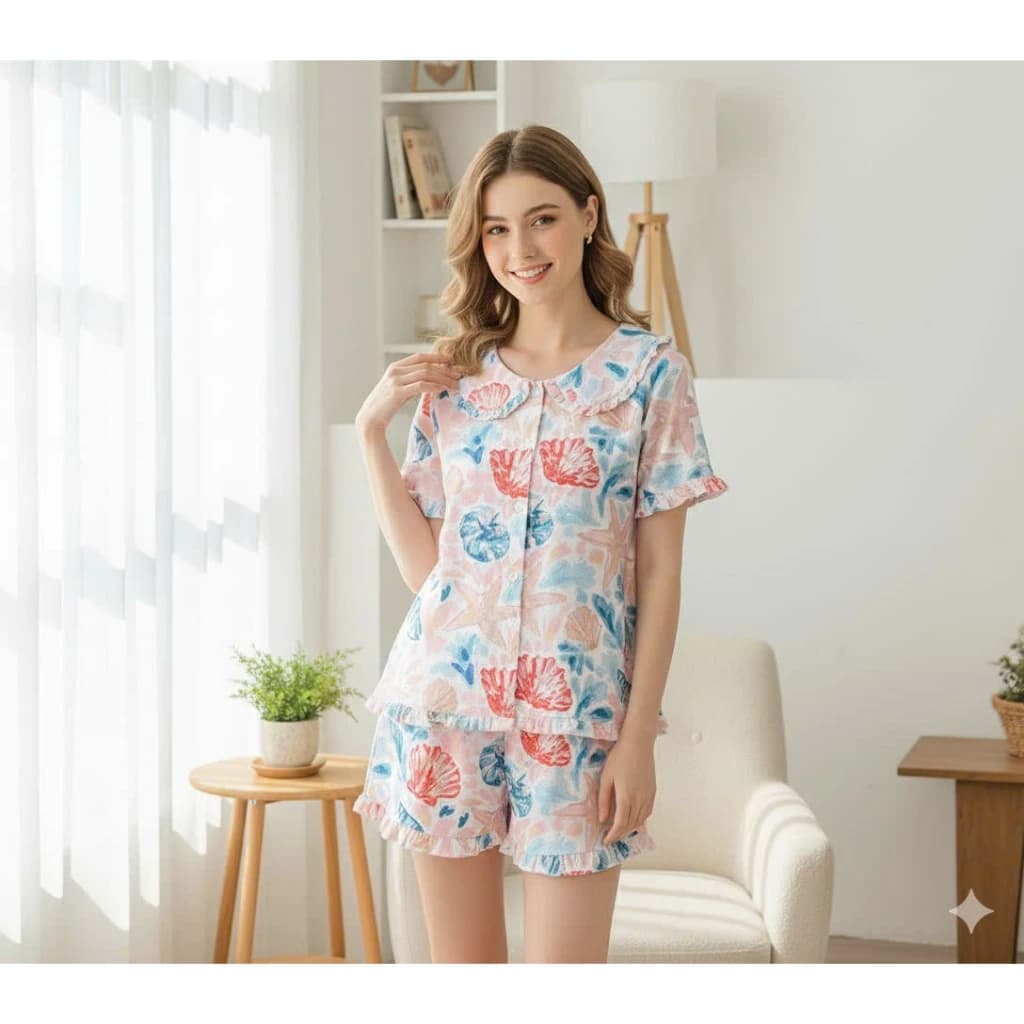 [GIẢM GIÁ]ĐỒ BỘ PIYAMA CỔ SEN [Ảnh thật- Video] vải Lụa/ kate cotton mềm mát, họa tiết cực xinh
