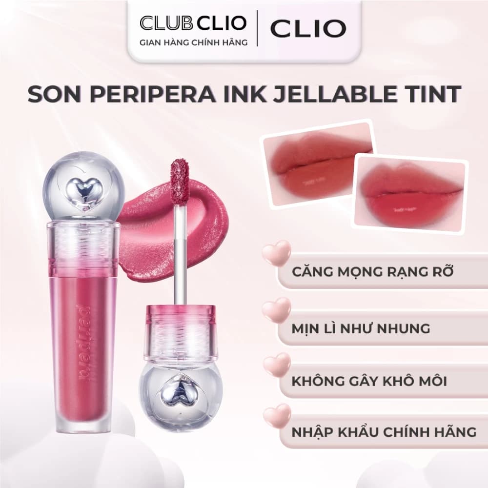 Son Peripera Ink Jellable Tint – Son Thạch Lì Mịn, Lâu Trôi, Mềm Môi, Chính Hãng Hàn Quốc